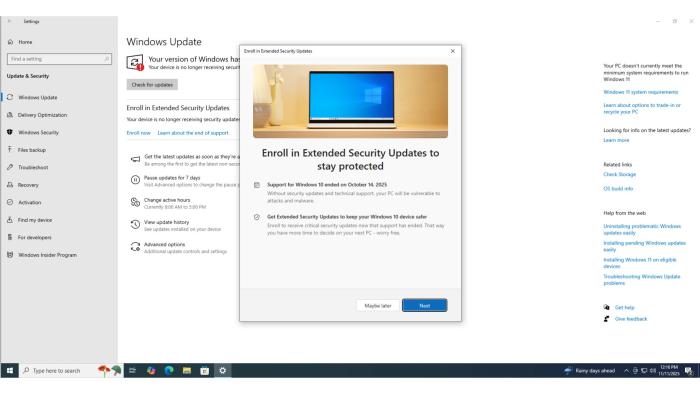 非ESU的Windows 10無法暫停更新，包括當(dāng)Windows 11安裝意外啟動(dòng)時(shí)...